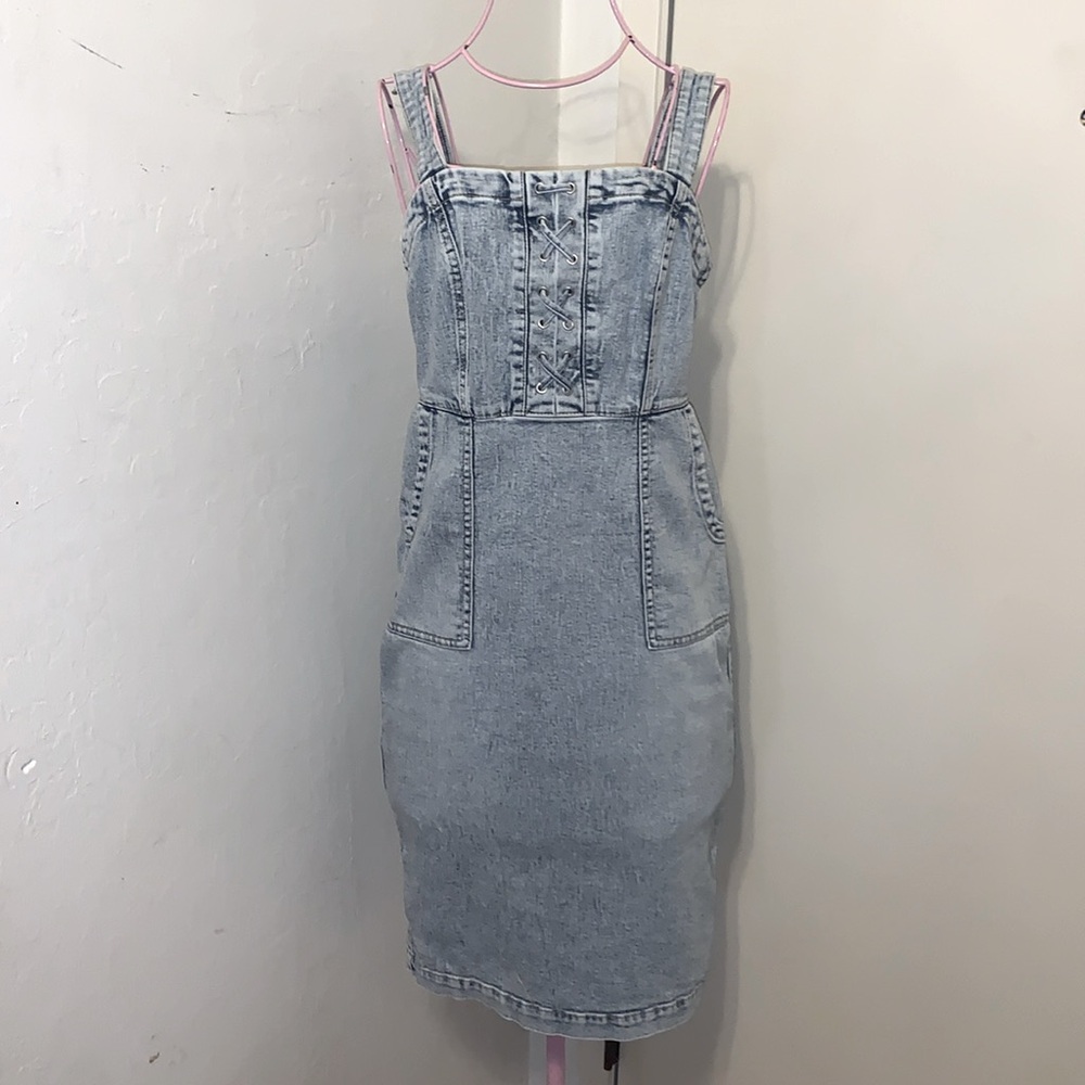 🎁Like New INC International Concepts Lace up Jean Dress #100123787 -Size 0